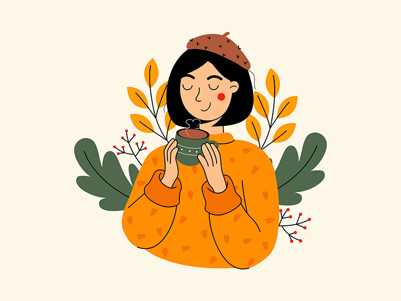 Free Girl with a Cup of Coffee illustration