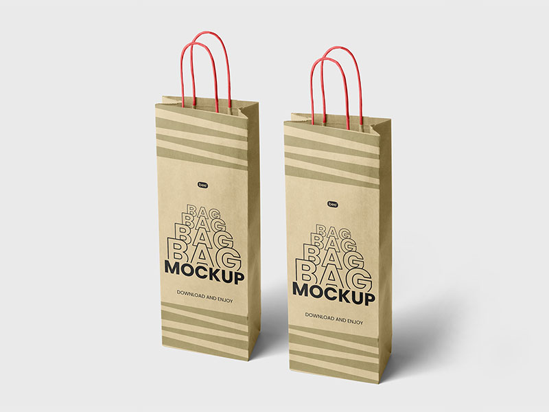 Free Long Paper Bag Mockup