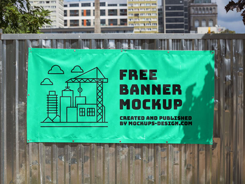 Free Fence Banner Mockup