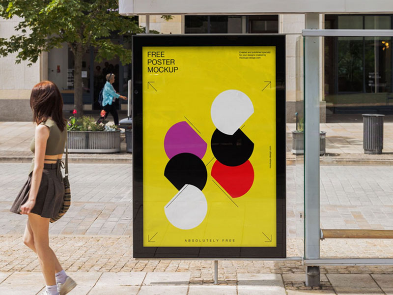 Free Bus Stop Poster Mockup