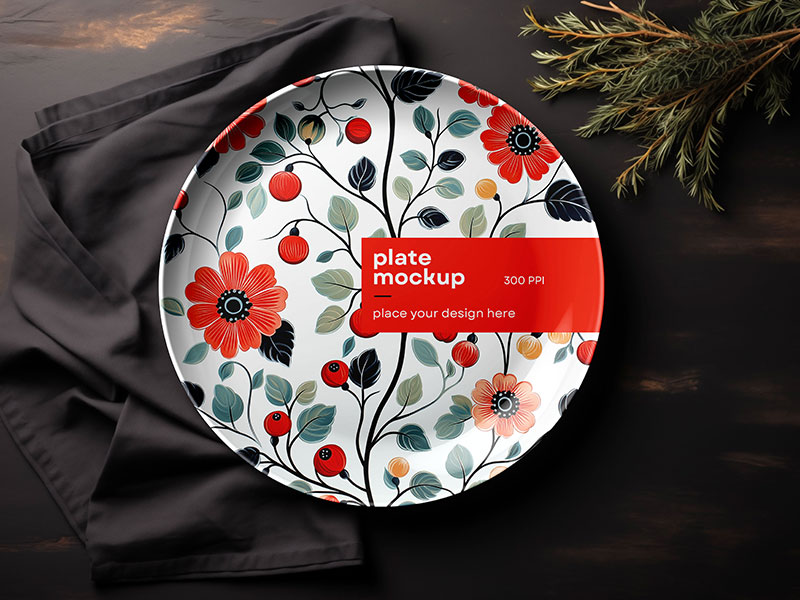 Free Ceramic Plate Mockup