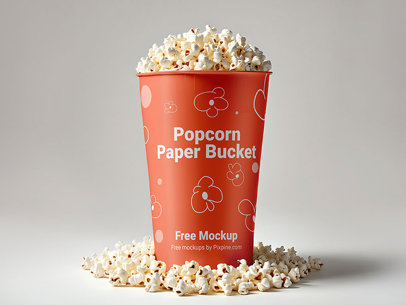 Free Popcorn Paper Bucket Mockup